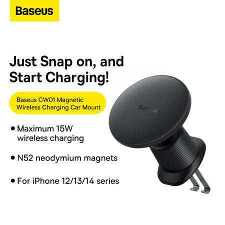 Baseus Car Charger Wireless AirVent Magnetic CW01 15W Black