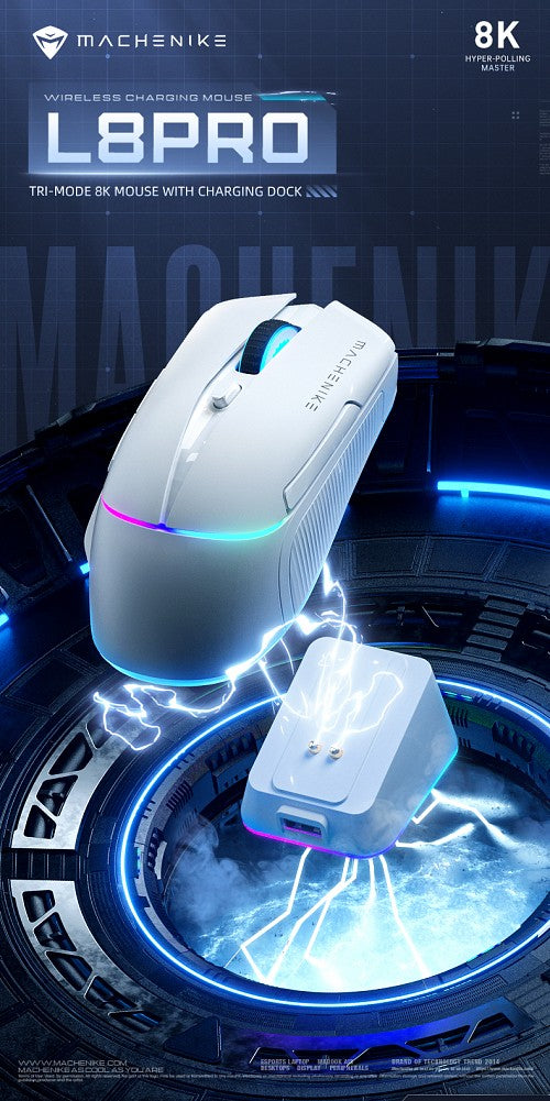 Machenike L8 Pro Wireless/BT Gaming Mouse With Charging Base