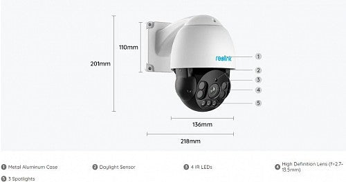 Reolink POE IP PTZ Camera 8MP With Spotlights RLC-823A