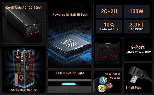 Baseus Charger Desktop 100W 2C+2U EU Black
