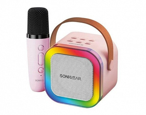 SonicGear IOX K200 Karaoke Portable Speaker BT & Wireless Mic Pink