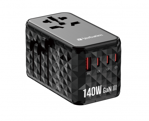 Verbatim Charger Travel Adapter World to World GAN III 140W 2xC 2xA UTA-10