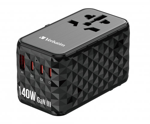 Verbatim Charger Travel Adapter World to World GAN III 140W 2xC 2xA UTA-10