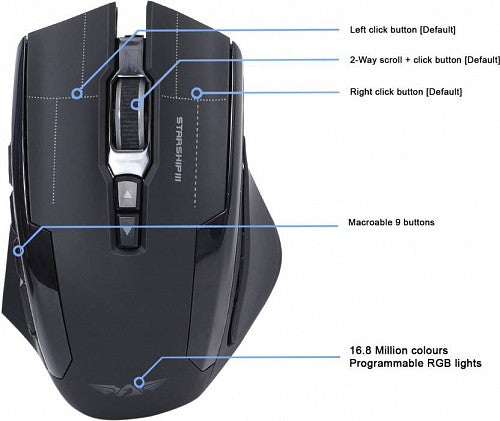 Armaggeddon Starship 3 Soviets Pro-Gaming Mouse 10000CPI Macros RGB Adj.Weight