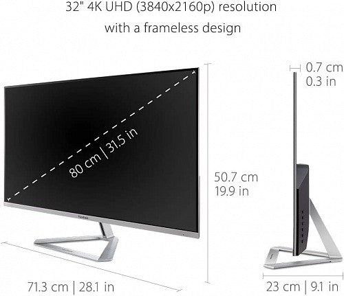 Viewsonic 32'' 4K Entertainment Monitor VA Frameless Silver VX3276-4K-mhd