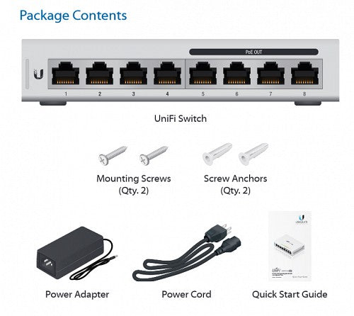 Ubiquiti UniFi 8-Port Gigabit Switch 4 PoE 60W US-8-60