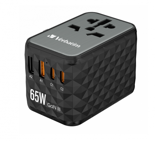 Verbatim Charger Travel Adapter World to World GAN III 65W 2xC 2xA UTA-05