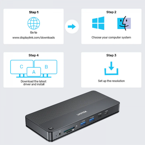 Unitek KVM USB-C Dual 4K Docking Station D1103A