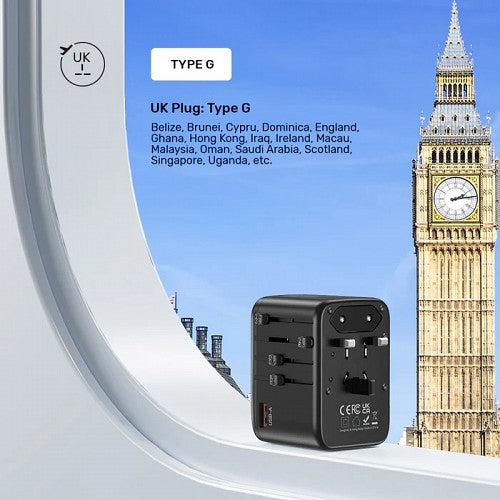 Unitek Charge Wall 65W Travel Adapter 3xUSBC+USBA Black P1122A