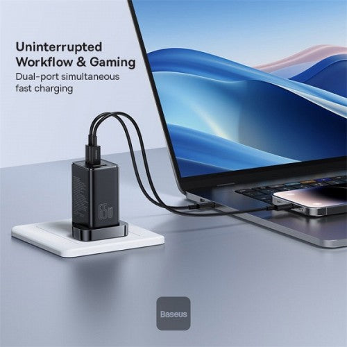 Baseus Charger Wall 65W USB-Cx2/USB-A UK+100W USB-C Cable Black