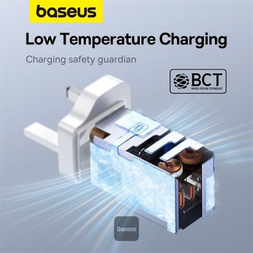 Baseus Charger Wall 65W USB-Cx2/USB-A UK+100W USB-C Cable White