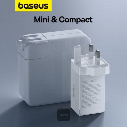 Baseus Charger Wall 65W USB-Cx2/USB-A UK+100W USB-C Cable White