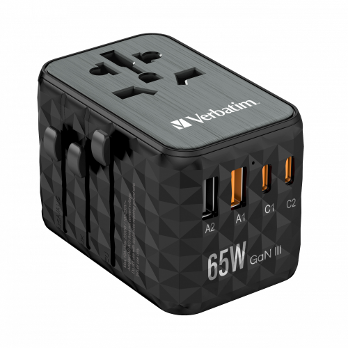 Verbatim Charger Travel Adapter World to World GAN III 65W 2xC 2xA UTA-05