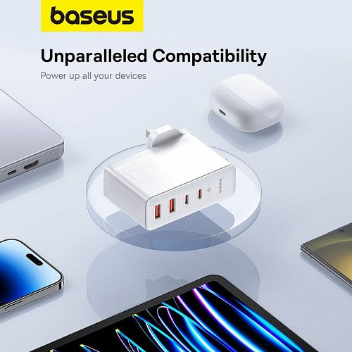 Baseus Charger Wall 100W USB-Cx2/USB-Ax2 UK+100W USB-C Cable White