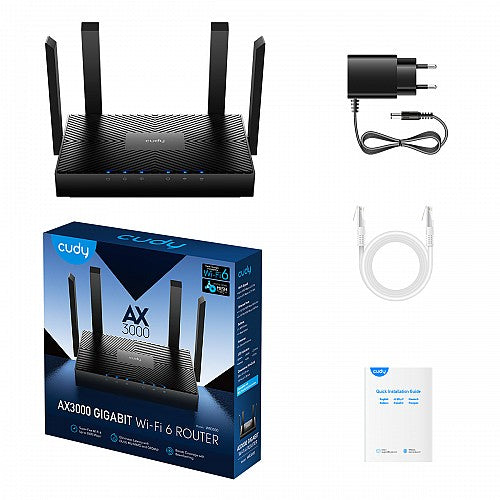 Cudy Router AX3000 Dual Band Gigabit Wi-Fi 6 Mesh VPN WR3000