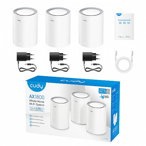 Cudy Mesh AX1800 Dual Band Gigabit Wi-Fi 6 3-Pack M1800