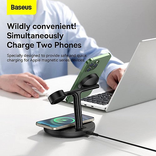 Baseus Charger Desktop Wireless 20W 3-in-1 SWAN Black