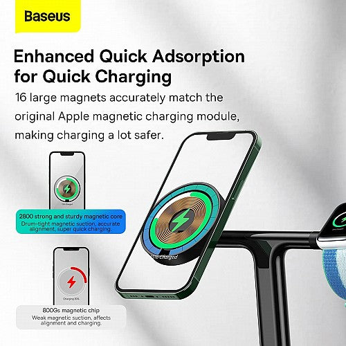 Baseus Charger Desktop Wireless 20W 3-in-1 SWAN Black