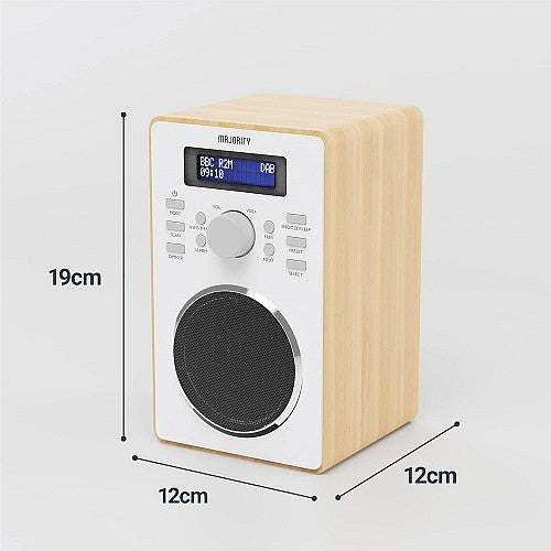 Majority Radio BARTON Digital FM,LED Display,Dual Alarms,Snooze Oak