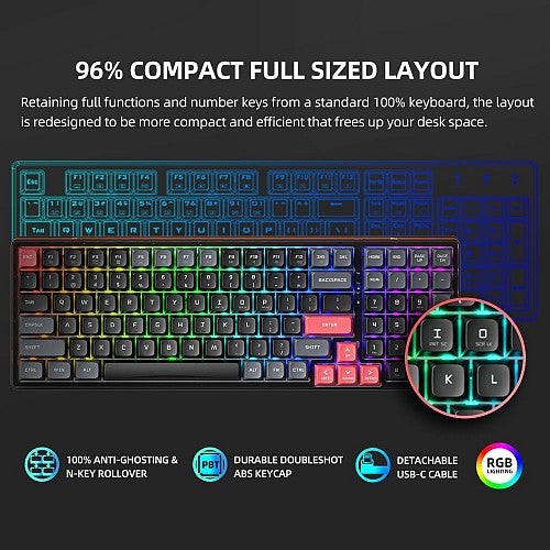 Machenike Wired Gaming Keyboard K600-B100 LITE Red Switch