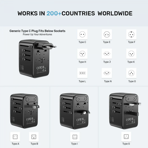 Unitek Charge Wall 100W Travel Adapter 3xUSBC+USBA Black P1123A