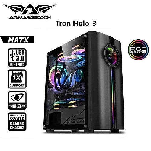 Armaggeddon TRON HOLO 3 Micro ATX Gaming Case Black