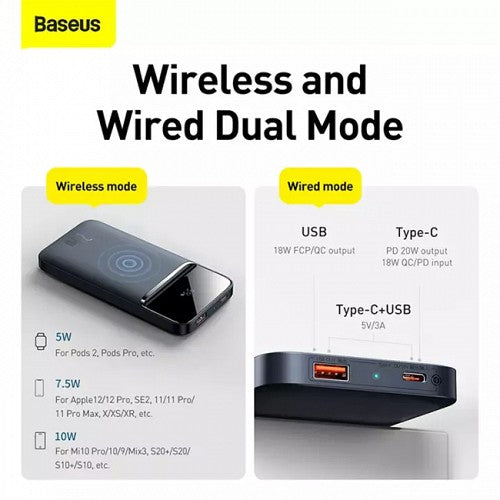 Baseus Powerbank 20W 10000mAh Magnetic Wireless Display Black