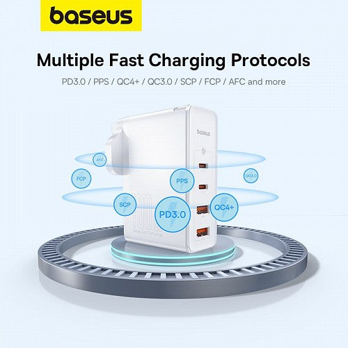 Baseus Charger Wall 100W USB-Cx2/USB-Ax2 UK+100W USB-C Cable White