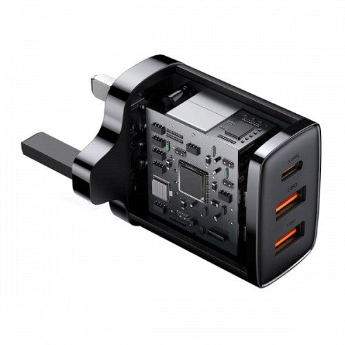 Baseus Charger Wall 30W USB-C/2xUSB-A UK Black