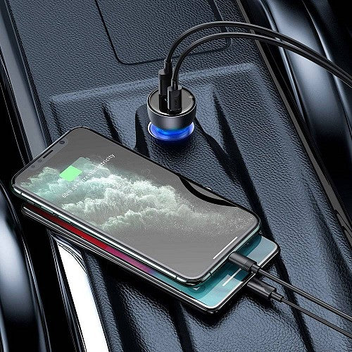 Baseus Car Charger 65W QC Digital Display Dual USB