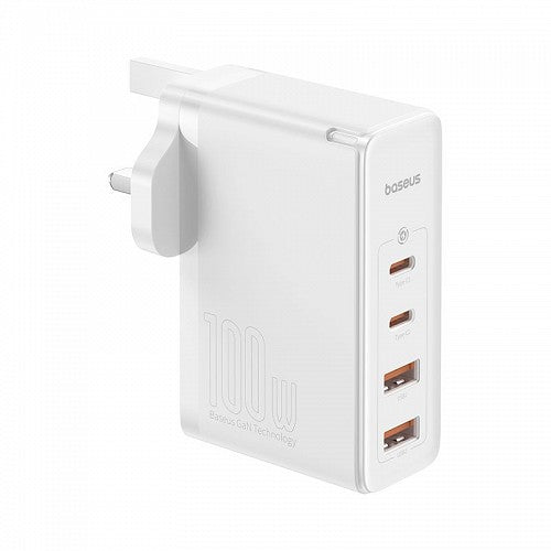 Baseus Charger Wall 100W USB-Cx2/USB-Ax2 UK+100W USB-C Cable White