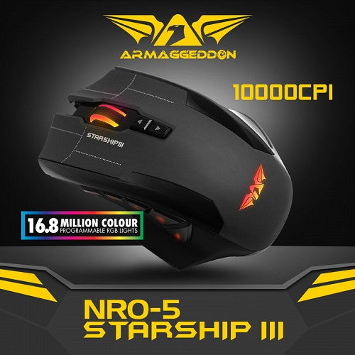 Armaggeddon Starship 3 Soviets Pro-Gaming Mouse 10000CPI Macros RGB Adj.Weight