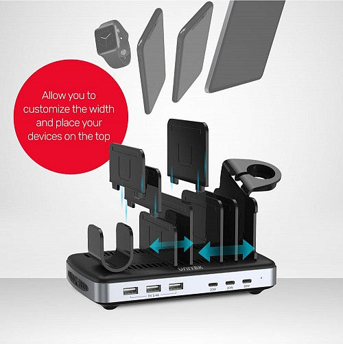 Unitek P1207B 6-Port USB-A USB-C Charging Station 80W with 3xUSB PD