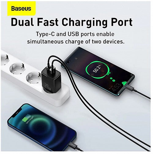 Baseus Charger Wall 20W USB-C/USB-A EU Black