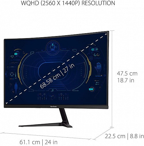 Viewsonic OMNI Gaming Curved Monitor SuperClear VA 27'' QHD 1440p 165hz 1ms VX2718-2KPC-mhd