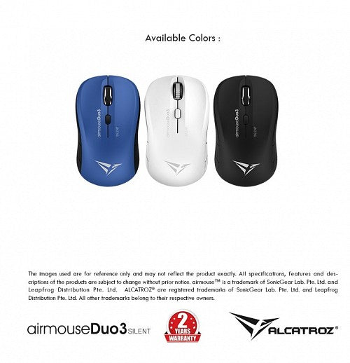 Alcatroz AIRMOUSE DUO 3 Wireless/BT Silent Mouse Black