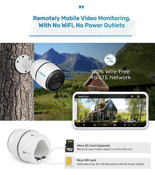 Reolink GO PLUS 4MP 4G/LTE Cloud IP OutdoorBattery Camera (Person/Vehicle Detection)