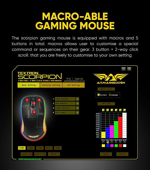 Armaggeddon Scorpion 3 Pro-Gaming Mouse with Free Mousepad