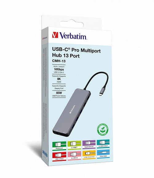 Verbatim USB-C 13-Port Hub Triple Display 100W PD CMH-13