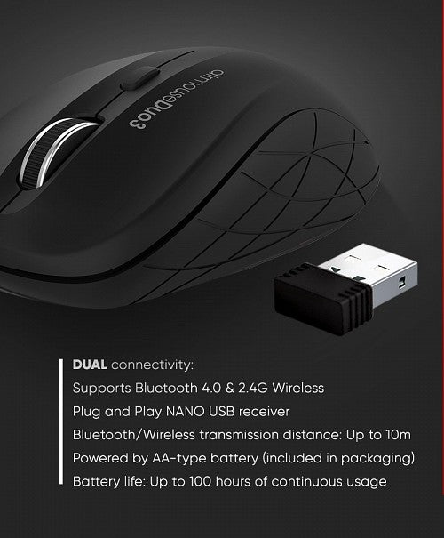 Alcatroz AIRMOUSE DUO 3 Wireless/BT Silent Mouse Black