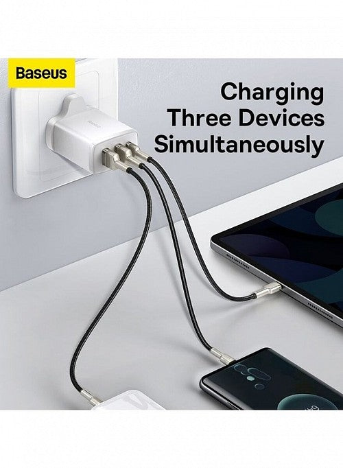 Baseus Charger Wall 30W USB-C/2xUSB-A UK White