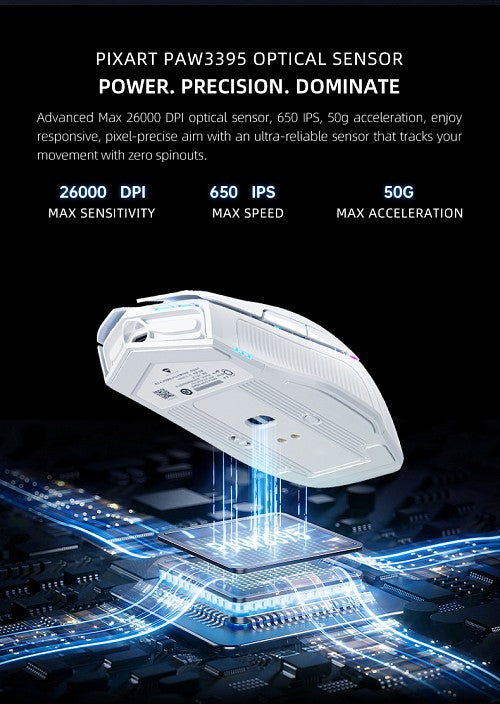 Machenike L8 Pro Wireless/BT Gaming Mouse With Charging Base