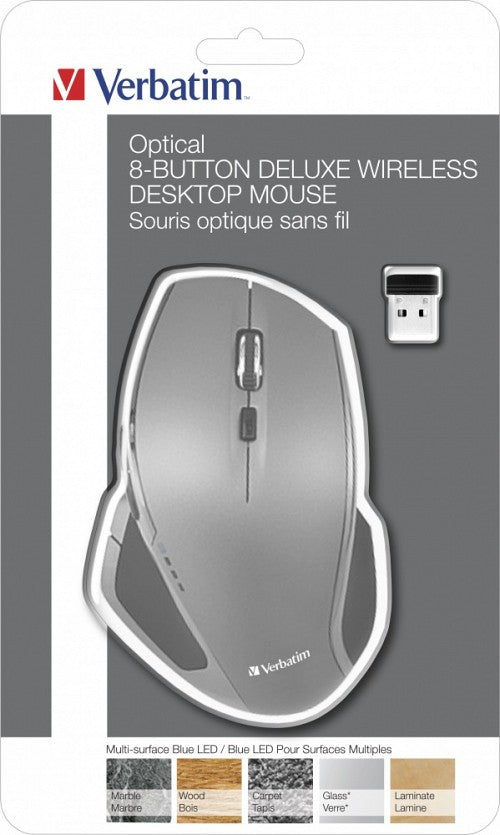 Verbatim Mouse Wireless 8-Button Deluxe Blue LED Ergonomic