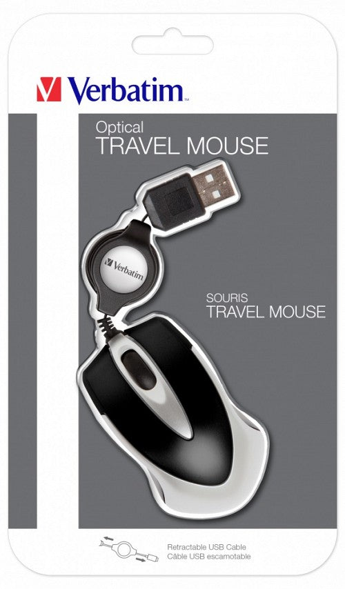 Verbatim GO MINI Wired Optical Travel Mouse Black