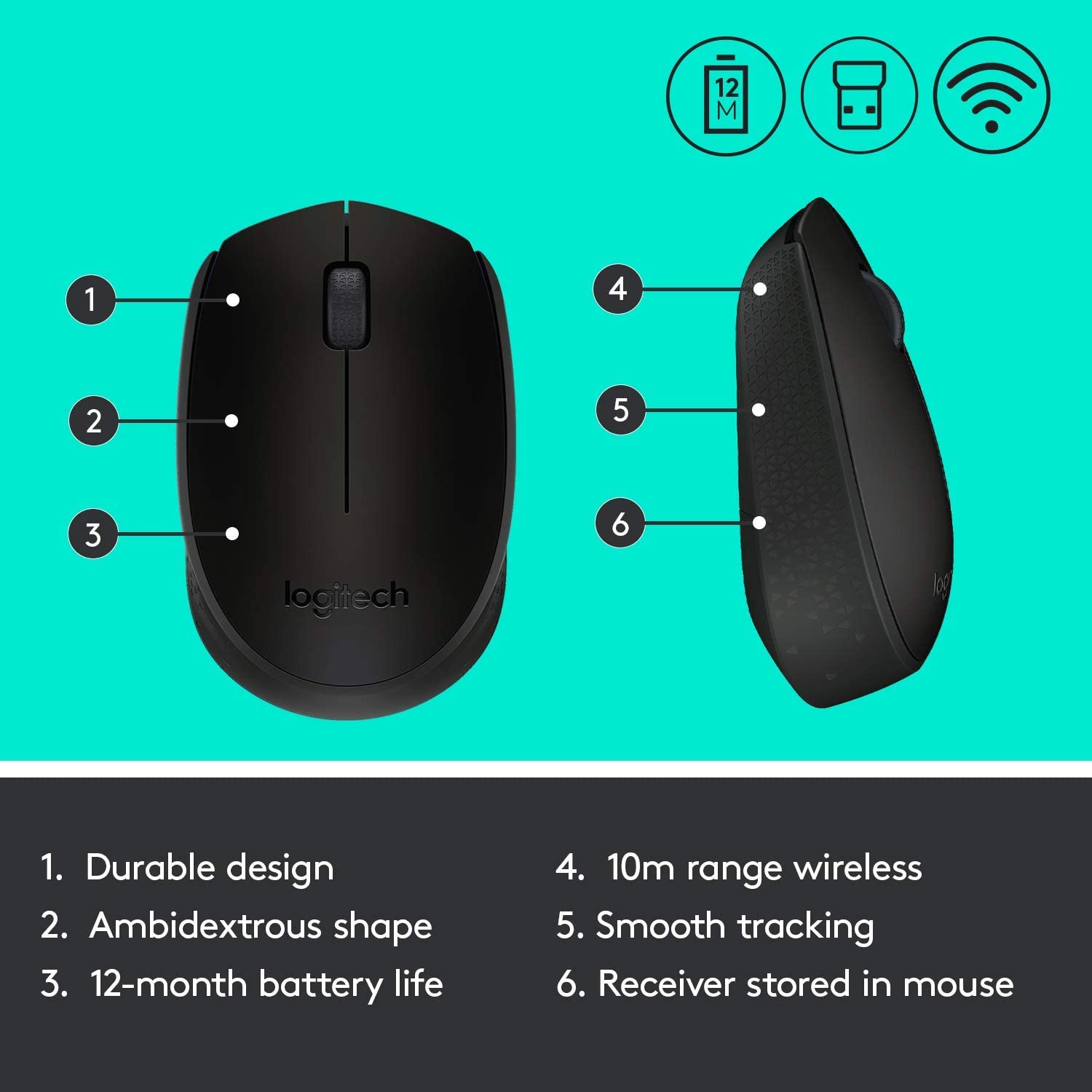 LOGITECH MOUSE WIRELESS M171 BLACK